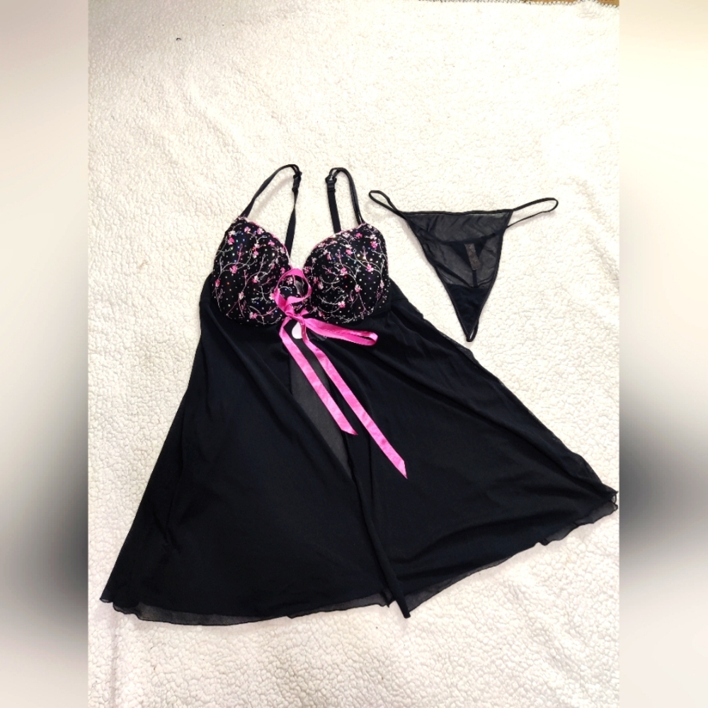 New Cacique Seriously Sexy Babydoll Lingerie Size 18/20 2 Piece Thong Lined Cups